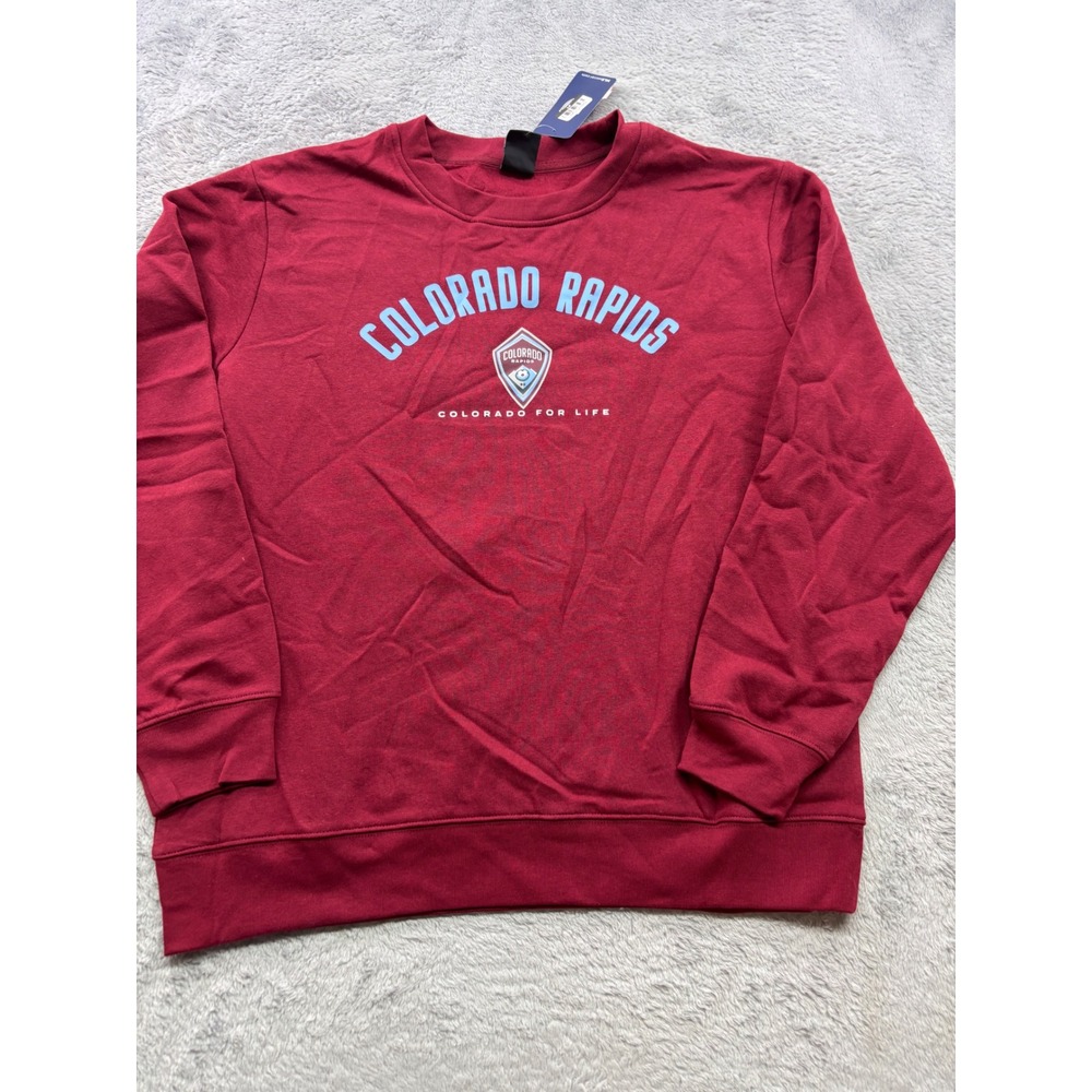 MLS Colorado Rapids Sweatshirt Mens Large Burgundy Red Crewneck Soccer Fleece